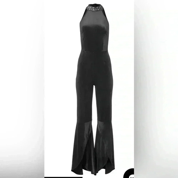 Beaded Mock-Neck Velvet Jumpsuit Multiple sizes - Picture 2 of 15